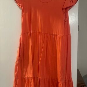 Time and Tru Orange Ruffled Tiered Sundress